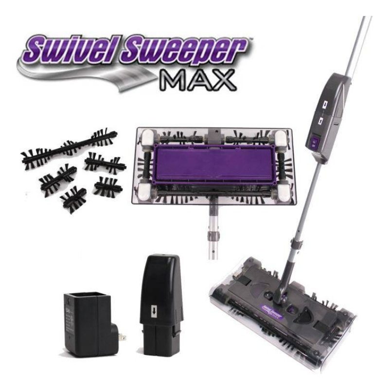 Scopa elettrica con batteria ricaricabile e manico snodabile  Swivel Sweeper MAX (4 spazzole rotanti)
