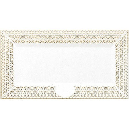 3 Vassoio trama trinato bianchi in plastica da 34x19cm pasticceria patto dolci