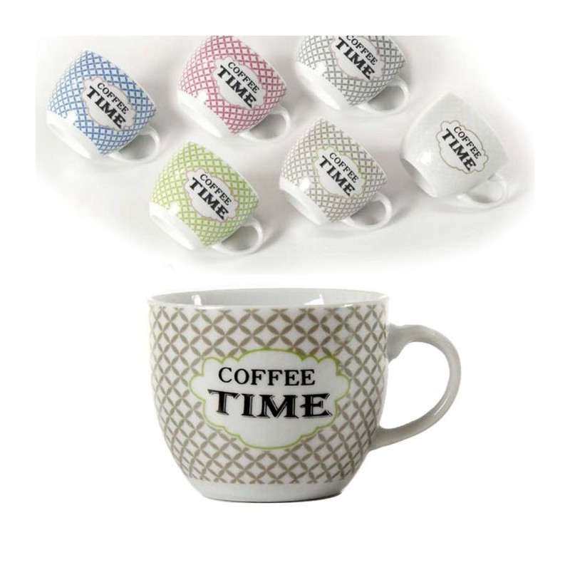 SET 6 Tazze tazzine espresso caffè in porcellana colori assortiti con manico bar
