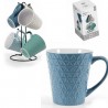 Gicos Set 4 Tazze in ceramica latte caffè colazione colori assortit...