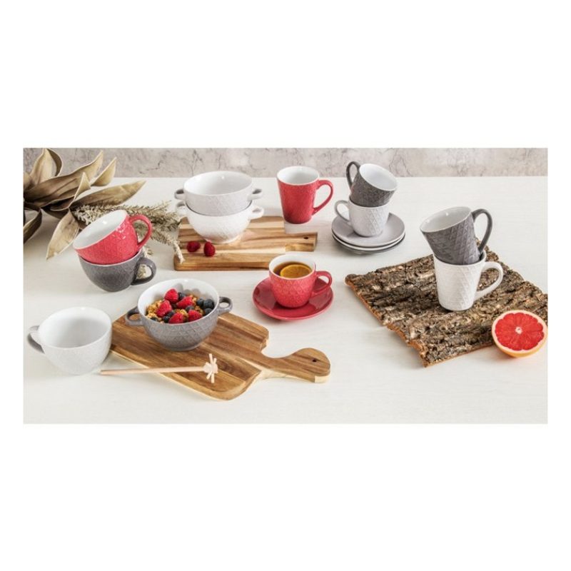 Gicos Set 4 Tazze in ceramica latte caffè colazione colori assortit...
