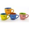 Gicos Set 6 Tazzine caffè tazze decoro smorfie faccine ceramica Gic...