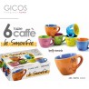 Gicos Set 6 Tazzine caffè tazze decoro smorfie faccine ceramica Gic...