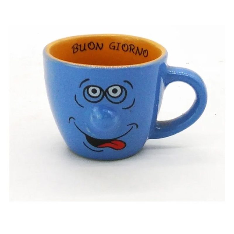 Gicos Set 6 Tazzine caffè tazze decoro smorfie faccine ceramica Gic...