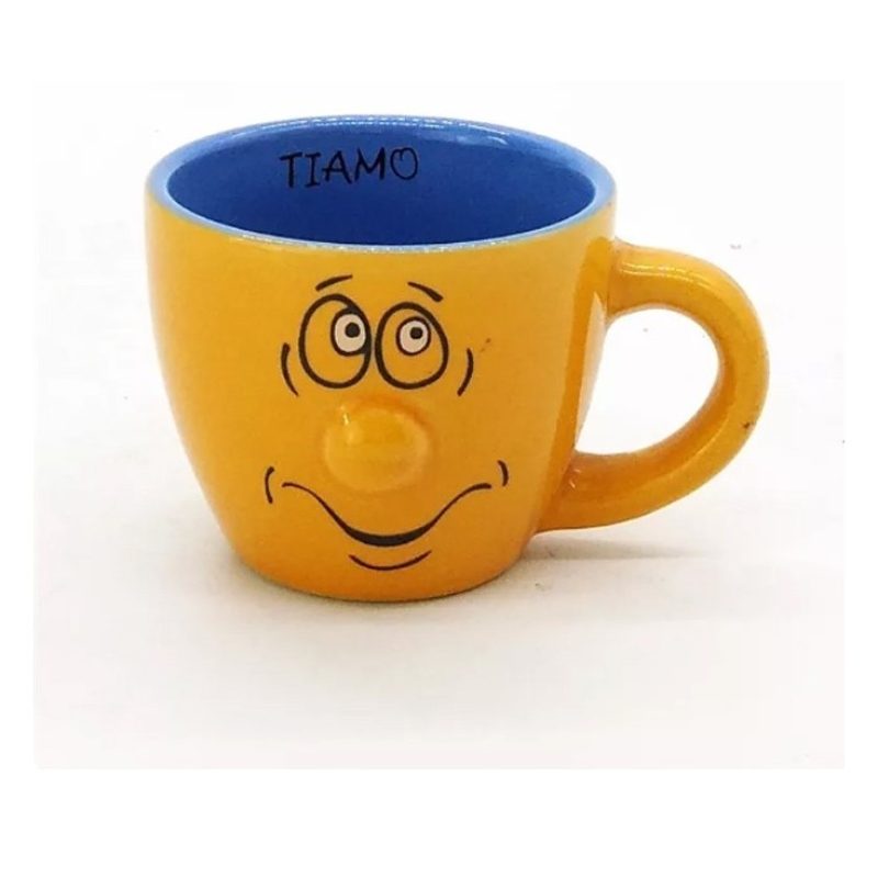 Gicos Set 6 Tazzine caffè tazze decoro smorfie faccine ceramica Gic...