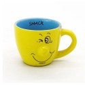 Set 6 Tazzine caffè tazze decoro smorfie faccine ceramica Gicos con viso 5x6cm