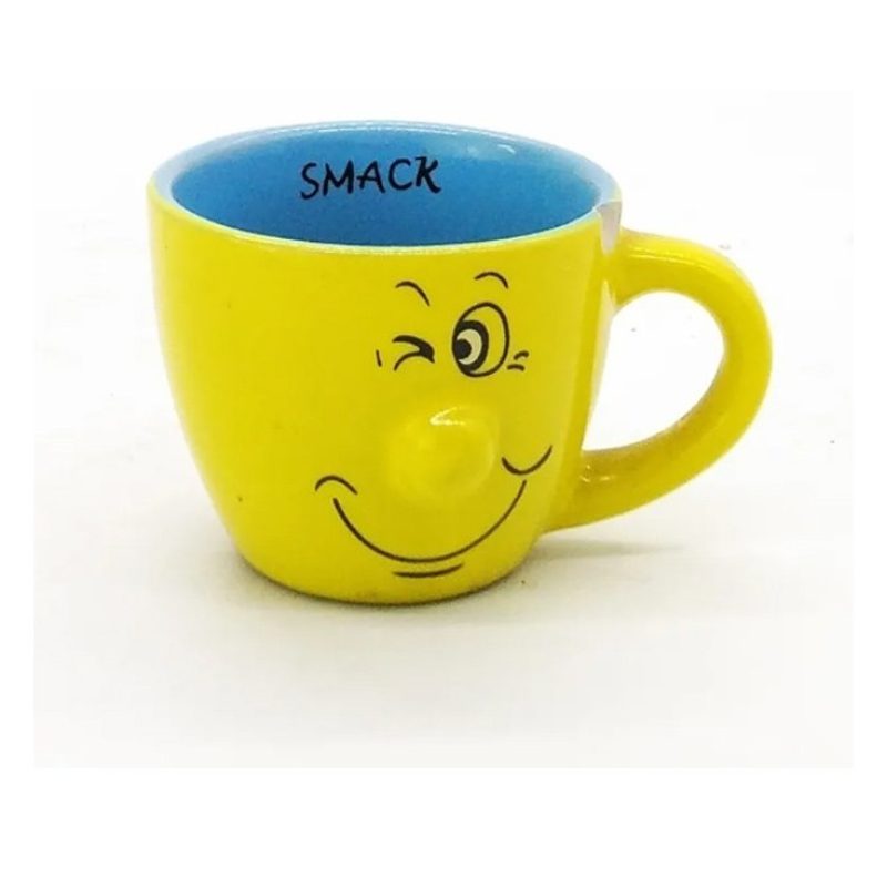 Gicos Set 6 Tazzine caffè tazze decoro smorfie faccine ceramica Gic...