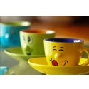 Set 6 Tazzine caffè tazze decoro smorfie faccine ceramica Gicos con viso 5x6cm