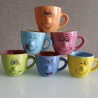 Gicos Set 6 Tazzine caffè tazze decoro smorfie faccine ceramica Gic...