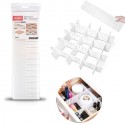 6 pezzi Divisori per cassetti regolabili in plastica 42,3 x13cm scomparti bianco