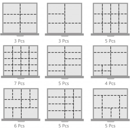 6 pezzi Divisori per cassetti regolabili in plastica 42,3 x13cm scomparti bianco