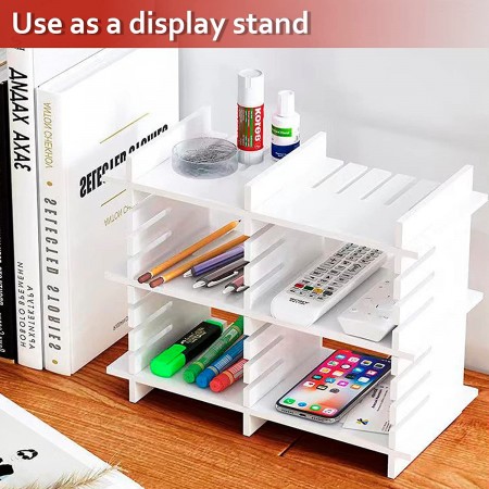 6 pezzi Divisori per cassetti regolabili in plastica 42,3 x13cm scomparti bianco