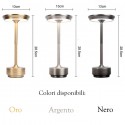 Lampada led da tavolo ricaricabile touch 3000k 4000k 6500k bar ristoranti hotel