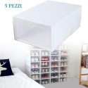 5x Scatole Piccola per scarpe Scarpiera Cassetto Trasparente Organizzatore impilabili 5 Pz