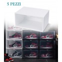 5x  Grande Scatole per scarpe Scarpiera Cassetto Trasparente Organizzatore impilabili