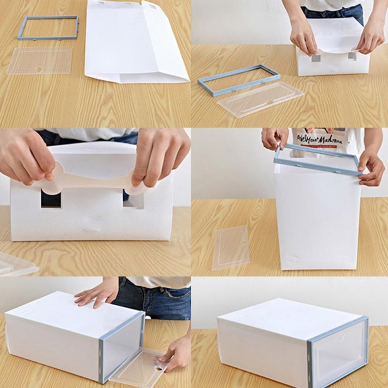 5x Grande Scatole per scarpe Scarpiera Cassetto Trasparente Organiz...