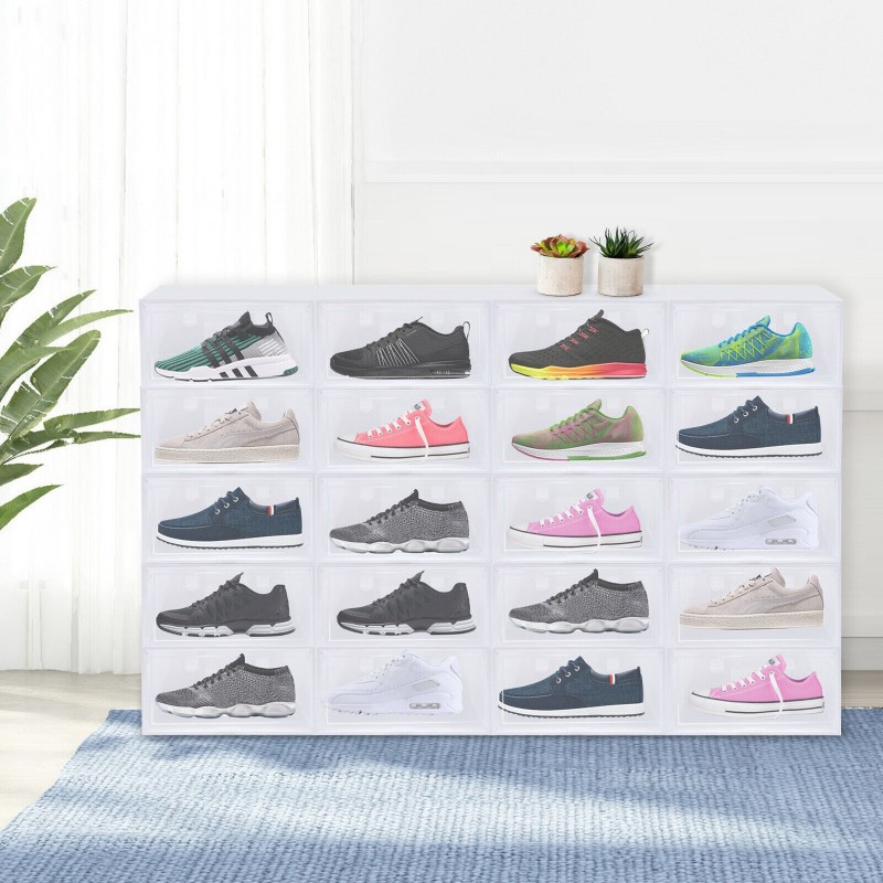 5x Grande Scatole per scarpe Scarpiera Cassetto Trasparente Organiz...