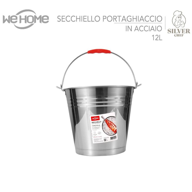 Secchiello Porta Ghiaccio Champagne Vino in Acciaio Inox con manico...
