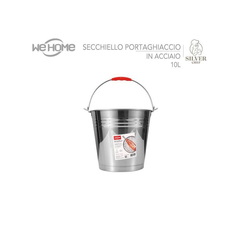 Secchiello Porta Ghiaccio Champagne Vino in Acciaio Inox con manico...