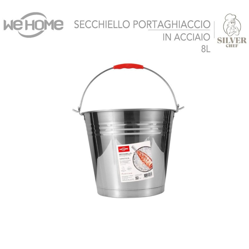 Secchiello Porta Ghiaccio Champagne Vino in Acciaio Inox con manico...