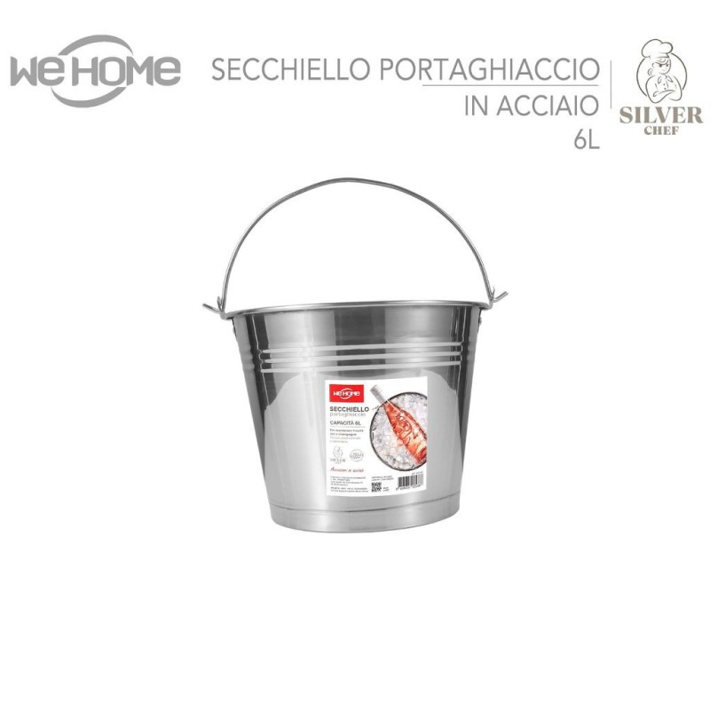 Secchiello Porta Ghiaccio Champagne Vino in Acciaio Inox con manico...