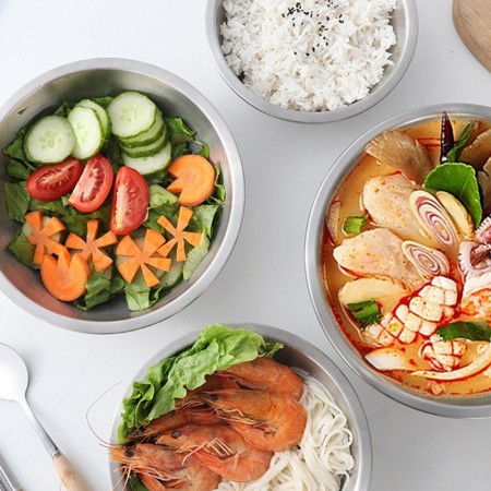 Insalatiera ciotola in acciaio inox per alimenti cibo cucina vari diametri casa