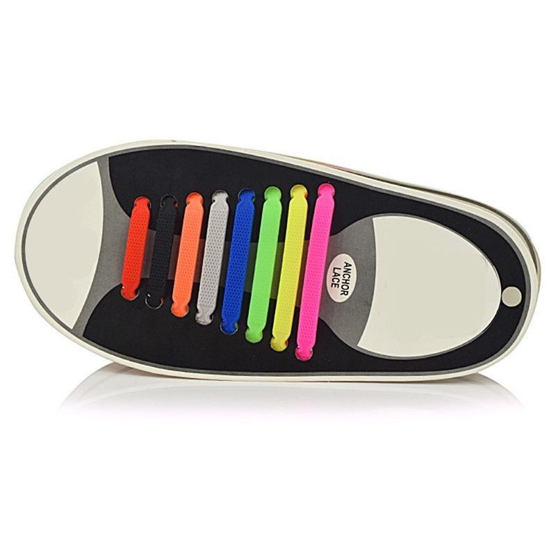 Lacci per scarpe elastici stringhe colorati niente nodi silicone facile veloci
