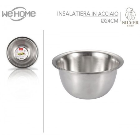 Insalatiera ciotola in acciaio inox per alimenti cibo cucina vari diametri casa