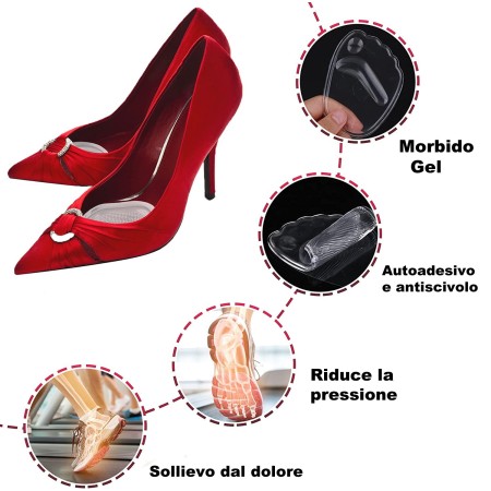 5 Paia Cuscinetti per avampiede in gel Soletta Adesiva sollievo dolori 8,7x7cm