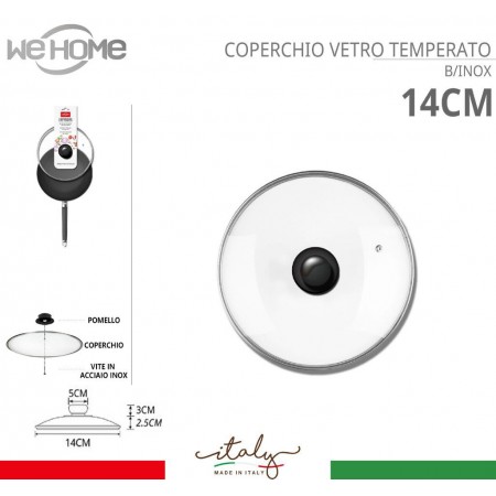 Coperchio in vetro temperato con foro per vapore pentole padelle varie misure