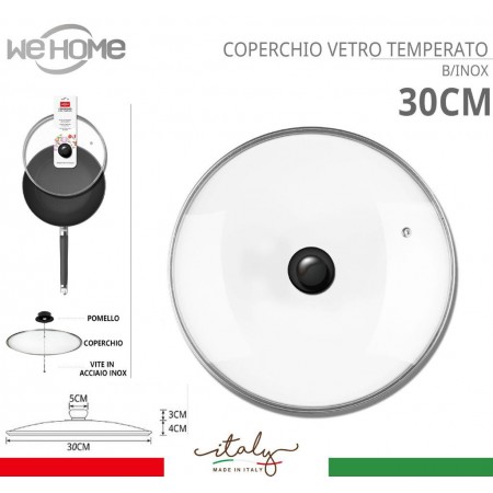 Coperchio in vetro temperato con foro per vapore pentole padelle varie misure