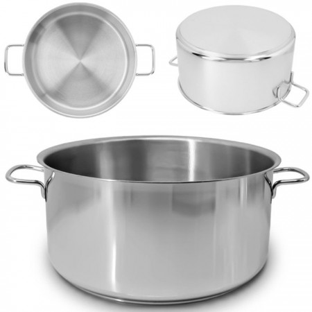 Casseruola in acciaio inox fonda pentola bassa da 12 a 30cm fuochi gas elettrico