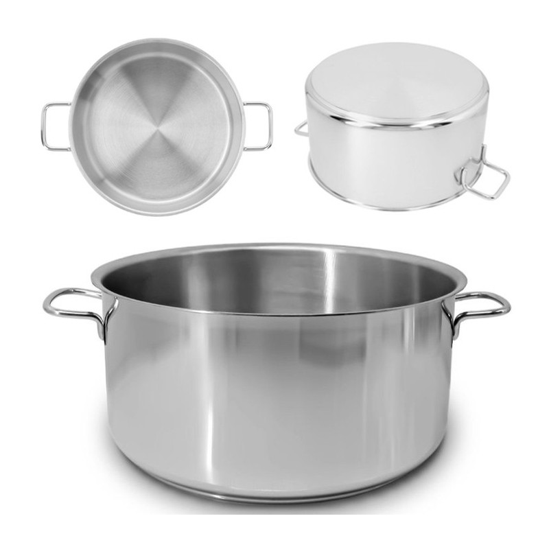Casseruola in acciaio inox fonda pentola bassa da 12 a 30cm fuochi gas elettrico