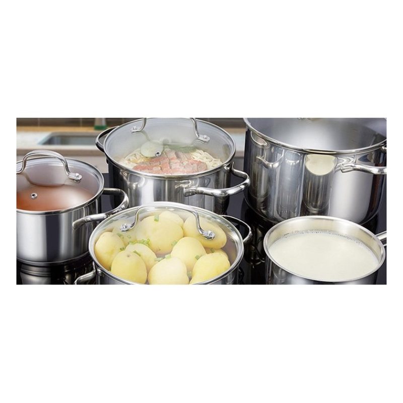 WeHome Casseruola in acciaio inox fonda pentola bassa da 12 a 30cm ...