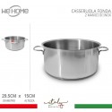 Casseruola in acciaio inox fonda pentola bassa da 12 a 30cm fuochi gas elettrico