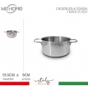 Casseruola in acciaio inox fonda pentola bassa da 12 a 30cm fuochi gas elettrico
