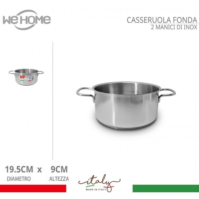 WeHome Casseruola in acciaio inox fonda pentola bassa da 12 a 30cm ...