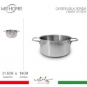 Casseruola in acciaio inox fonda pentola bassa da 12 a 30cm fuochi gas elettrico
