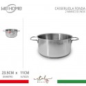 Casseruola in acciaio inox fonda pentola bassa da 12 a 30cm fuochi gas elettrico