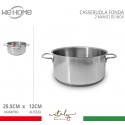 Casseruola in acciaio inox fonda pentola bassa da 12 a 30cm fuochi gas elettrico