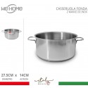 Casseruola in acciaio inox fonda pentola bassa da 12 a 30cm fuochi gas elettrico