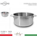 Casseruola in acciaio inox fonda pentola bassa da 12 a 30cm fuochi gas elettrico