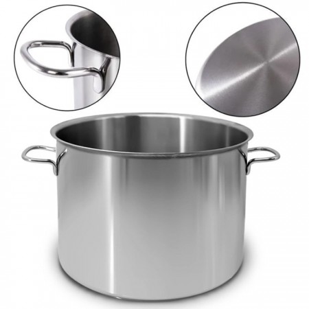 Pentola alta in acciaio inox casseruola fondo cm 12 14 16 18 20 22 24 26 28 30