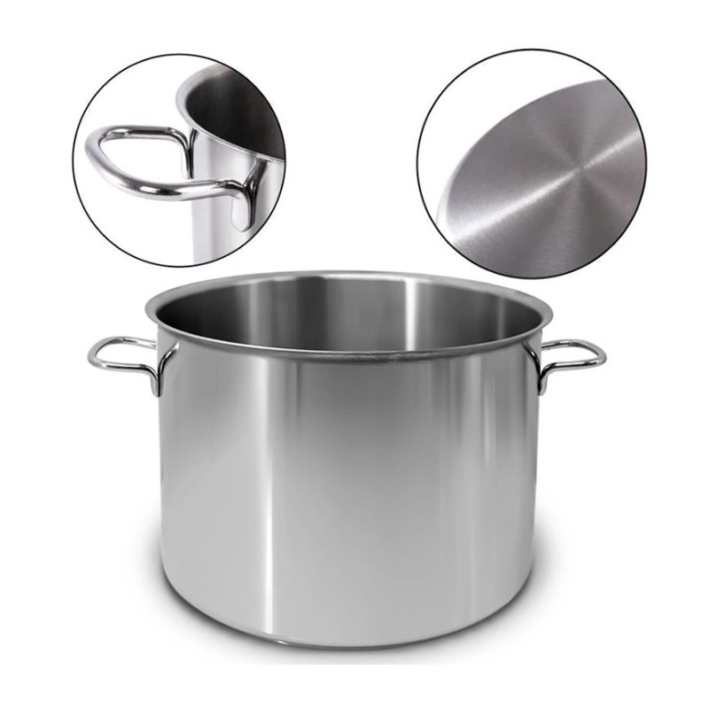 Pentola alta in acciaio inox casseruola fondo cm 12 14 16 18 20 22 24 26 28 30