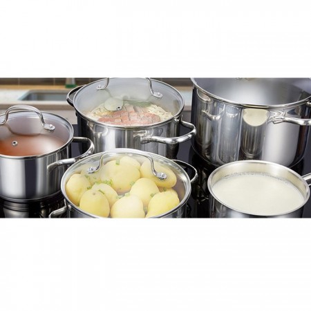 Pentola alta in acciaio inox casseruola fondo cm 12 14 16 18 20 22 24 26 28 30