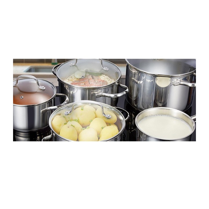 WeHome Pentola alta in acciaio inox casseruola fondo cm 12 14 16 18...