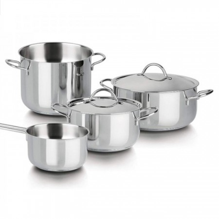 Pentola alta in acciaio inox casseruola fondo cm 12 14 16 18 20 22 24 26 28 30