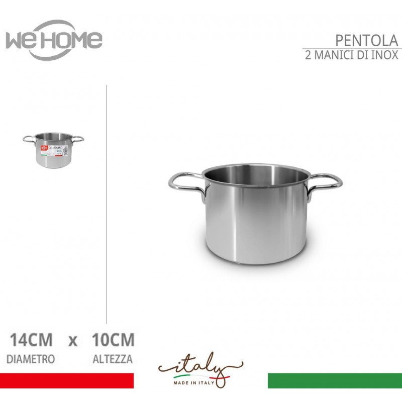 WeHome Pentola alta in acciaio inox casseruola fondo cm 12 14 16 18...