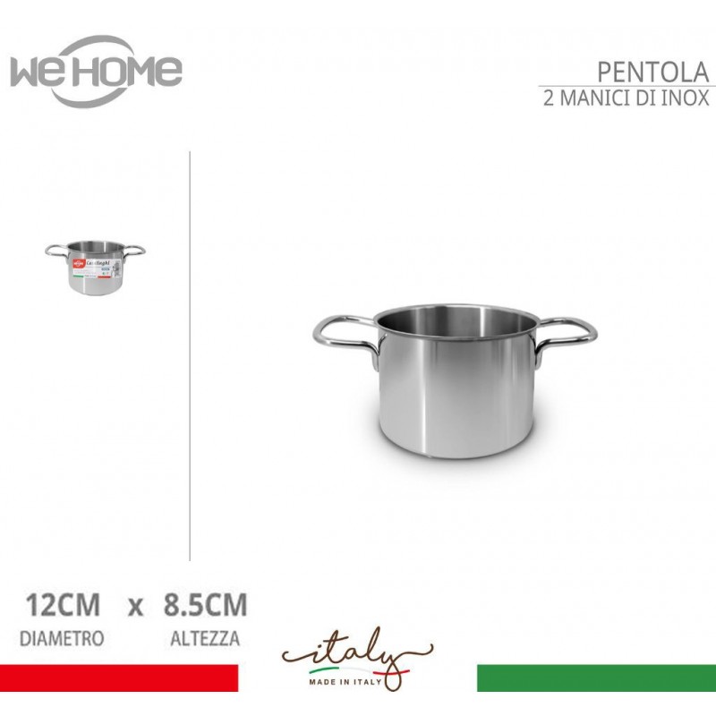 WeHome Pentola alta in acciaio inox casseruola fondo cm 12 14 16 18...