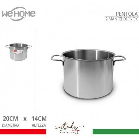 Pentola alta in acciaio inox casseruola fondo cm 12 14 16 18 20 22 24 26 28 30